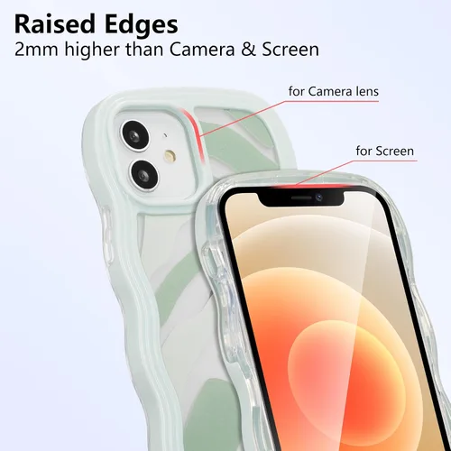 Vista 3 de DEFBSC Compatible con iPhone 11, bonita funda protectora con forma de marco de onda rizada, diseño artístico de parachoques para teléfono