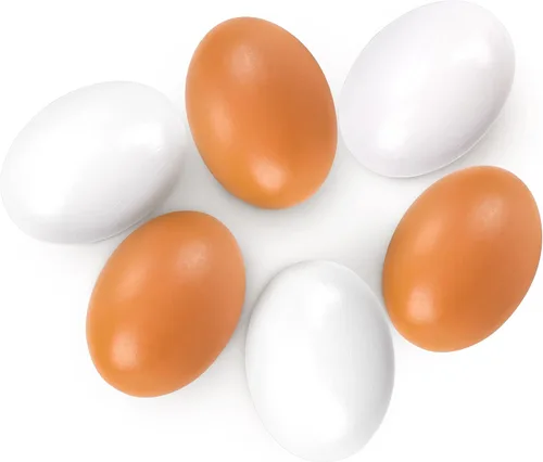 Vista 8 de YunKo Huevos de Pascua de madera, 6 piezas de huevos falsos para gallinero, huevos de Pascua para manualidades, huevos de nido marrón para poner