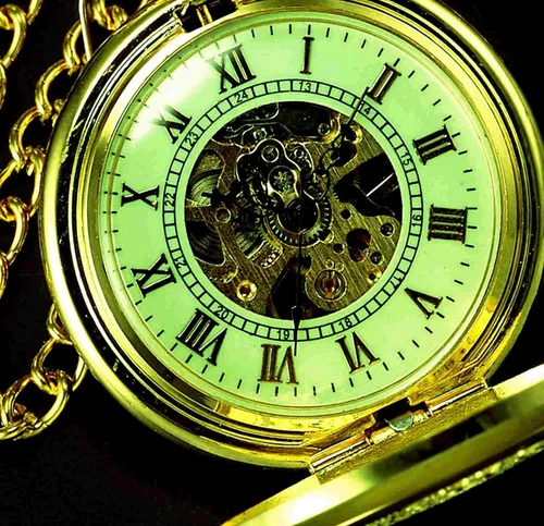 Vista 3 de Steampunk - Reloj de bolsillo mecánico con diseño de letras romanas vintage con cadenas para regalos de Navidad
