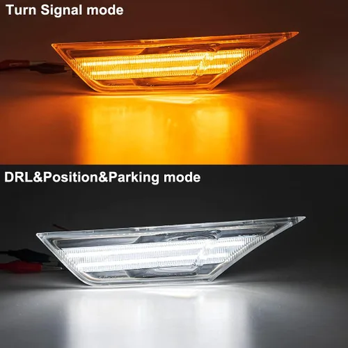 Vista 2 de Luces LED de posición laterales de 10ª generación para Honda Civic Sedan Coupe Hatchback Switchback de 2016-2021 Ámbar/Blanco Señal de giro
