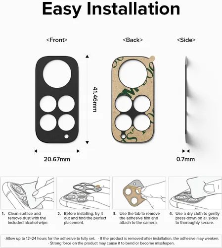 Vista 8 de Ringke Estilo de cámara compatible con Redmi Note 11, protector de borde de lente de cámara trasera, marco de aluminio resistente, cubierta adhesiva
