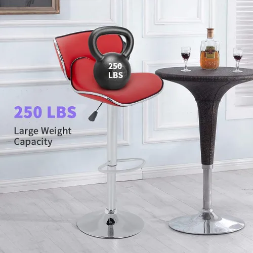 Vista 4 de Vnewone Taburetes de bar modernos de altura de mostrador, juego de 2 taburetes de bar giratorios, asiento ajustable en altura con respaldo, comedor