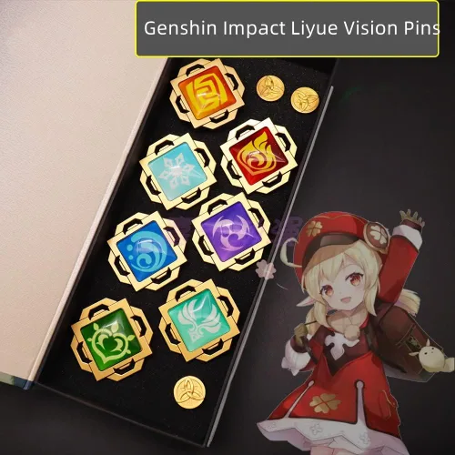 Vista 7 de Genshin Impact Vision Broche luminoso Ojo de Dios - Accesorios para proyectos de juego para mujer, Metal, Sin gemas.