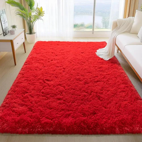 Vista 21 de Alfombras lanudas para dormitorio, sala de estar, dormitorio universitario, habitación de niños, decoración, alfombra suave y moderna