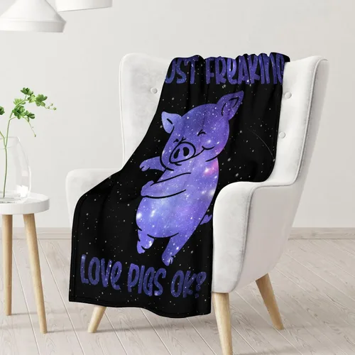 Vista 2 de Regalos de cerdos para los amantes de los cerdos, 30 x 40 pulgadas, bonita manta para niños, manta de felpa suave y mullida negra para regazo