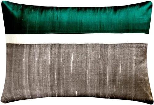 Vista 6 de Fabric Mart Direct Funda de cojín para sofá, fundas de cojín decorativas de color verde y gris, de 12 x 12 pulgadas, almohadas de retazos de bloques