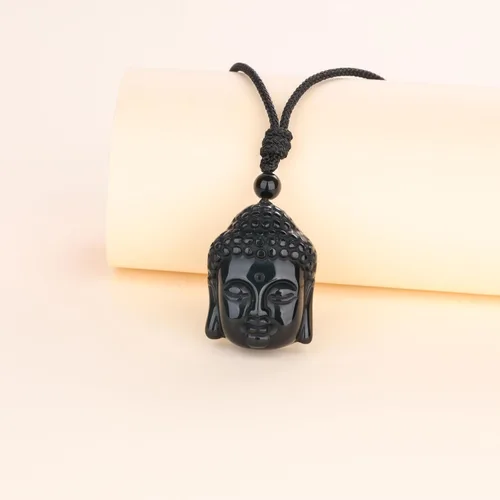 Vista 5 de AmorWing Collar de cristal de Buda de oración de piedras preciosas