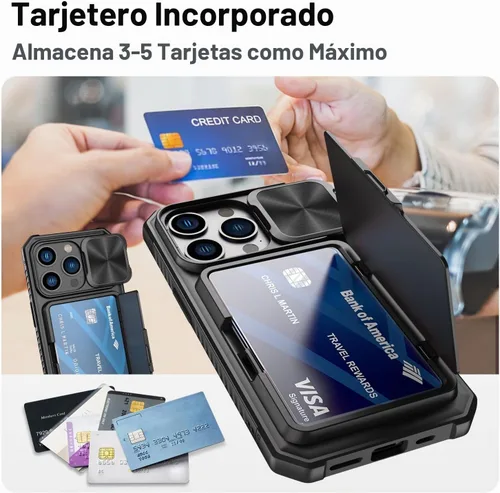 Vista 2 de BXYJY Funda tipo cartera para iPhone 15 Pro, tarjetero (4-5 tarjetas)