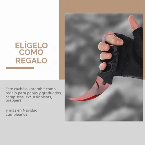 Vista 2 de Cuchillo de entrenamiento Karambit rojo sin filo Karambit cuchillo de entrenamiento de práctica con funda para principiantes herramienta