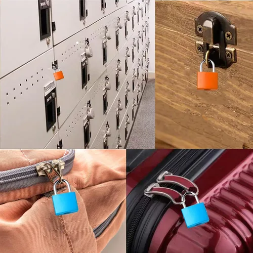 Vista 7 de 3 cerraduras pequeñas con llaves, candados de equipaje multicolor, mini maleta, candados de metal para caja de bolsa, diario, gabinete