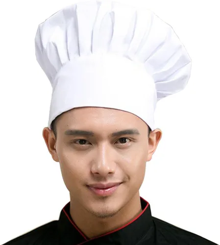 Vista 4 de Hyzrz Juego de 2 gorros de chef para adultos, ajustables, elásticos, para cocinar, cocinar