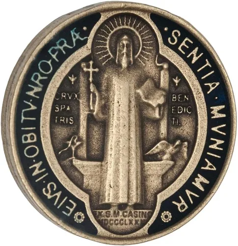 Vista 2 de Intercession Medalla de bolsillo de San Benito (dorado), Metal