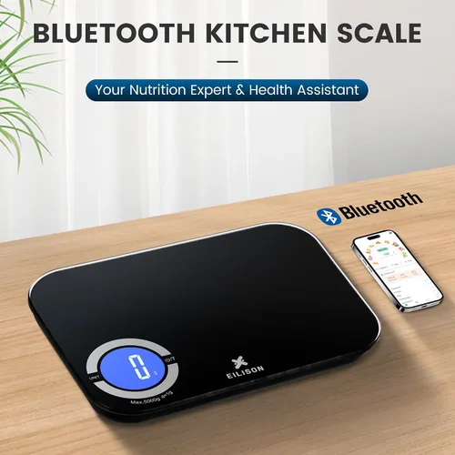 Vista 2 de EILISON Báscula inteligente de cocina con calculadora de nutrición, báscula digital de alimentos, pantalla a color TFT grande, aplicación Bluetooth