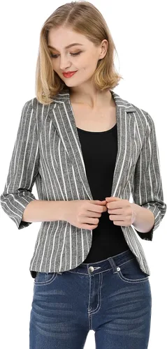 Vista 3 de Allegra K Blazer de solapa con muescas y mangas 34 para mujer