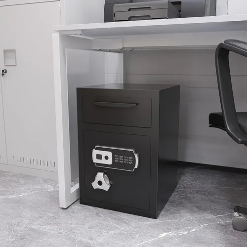 Vista 8 de Caja fuerte de 2.8 CUB para negocios, caja de seguridad electrónica con combinación digital y antipesca, caja fuerte de depósito con bolsa