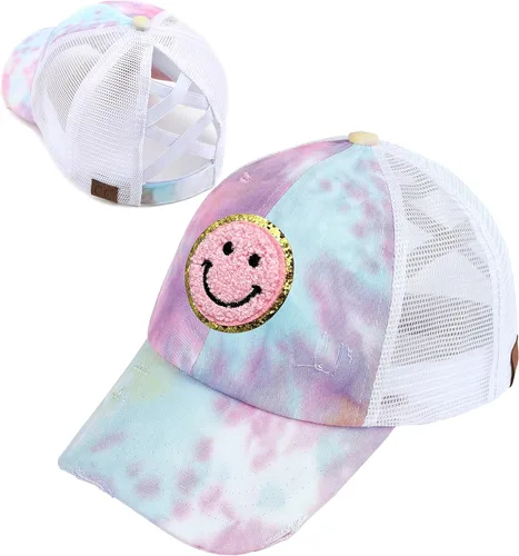 Vista 11 de Funky Junque Gorra de béisbol con cola de caballo cruzada, gorra de malla