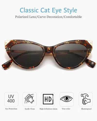Vista 2 de ANRRI Gafas de sol de ojo de gato para mujer, ligeras, protección UV400