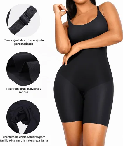 Vista 3 de FeelinGirl Faja moldeadora para mujer, moldeador de cuerpo completo, control de abdomen, levantador de glúteos, pantalones cortos Negro