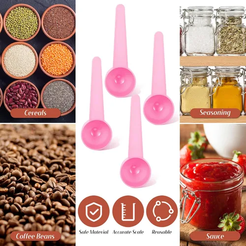 Vista 6 de Meanplan - Cucharas medidoras de plástico con mango (0.7 onzas líquidas, 20 cc 1.33 cucharadas 4 cucharaditas) cucharadita de café para medir