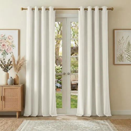 Vista 58 de NICETOWN Cortinas de terciopelo beige 100% opacas de 84 pulgadas de largo, 52 pulgadas de ancho, 2 paneles para dormitorio y sala de estar, cortinas