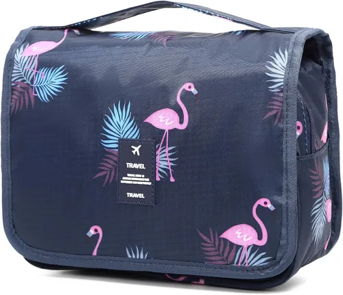Vista 11 de Sechunk Neceser de maquillaje resistente al agua, bolsa de cosméticos organizador de viaje para accesorios, bolsa de viaje con gancho para colgar