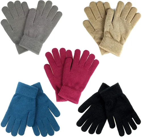 Vista 7 de VICSPORT 5 pares de guantes elásticos mágicos de punto de invierno para clima frío