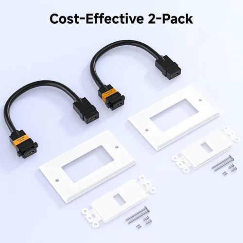 Vista 7 de Cable Matters Paquete de 2 placas de pared HDMI 4K de 1 puerto, color blanco Soporte paso a través de Ethernet y ARC UHD 4K @60Hz