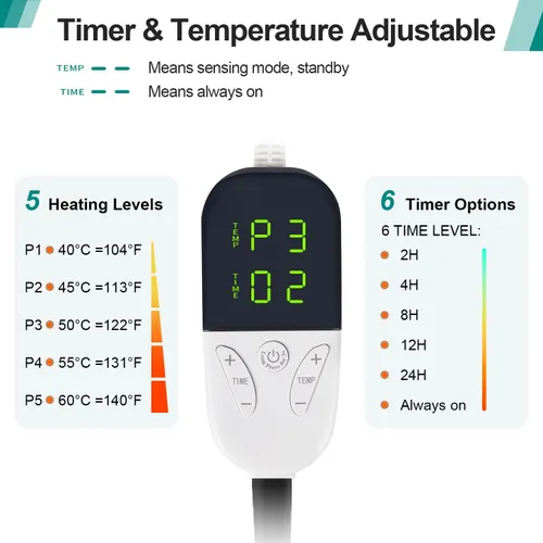 Vista 4 de Almohadilla térmica inteligente para gatos con activación por presión – Cama térmica para perros con temperatura ajustable con temporizador - 13x17