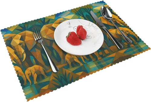Vista 14 de Rectangular Placemats Set of 4, Heat Resistant Beach Sand Texture Printed Kitchen Dining Table Mats