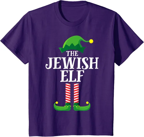 Vista 14 de Playera de pijama para fiesta de Navidad, grupo familiar a juego con elfo judío