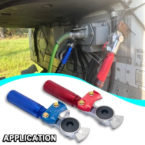 Vista 4 de KOOTANS Juego de manos Glad con Glad Hand de servicio de emergencia, mangos de extensión de aluminio anodizado, agarres y sellos para semirremolque