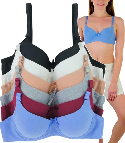 Vista 16 de ToBeInStyle Paquete de 6 sujetadores acolchados de estilo clásico con aros para mujer