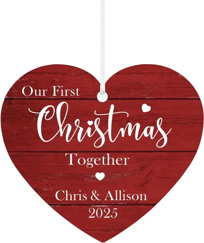 Vista 21 de Let's Make Memories Adorno de Navidad Personalizado para Parejas - Adorno de Navidad 2025 - Decoración de Árbol - Personalizar Mensaje, Año