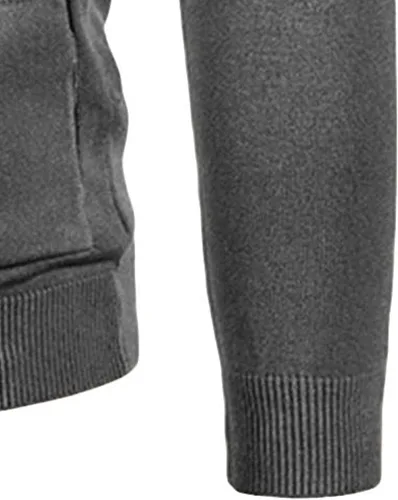 Vista 3 de JEShifangjiusu Cárdigan de algodón para hombre, con botones, cuello en V, suéter de punto básico, ligero, holgado, abrigo, Gris oscuro