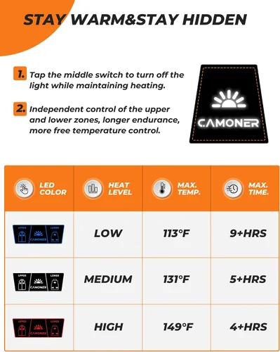 Vista 4 de Camoner Chaleco térmico para mujer con batería incluida, 7.4 V, 14400 mAh, ligero, recargable