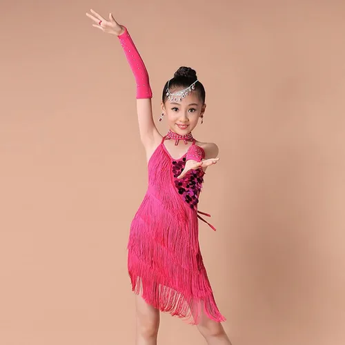 Vista 5 de Vestido de baile latino para niños, para fiesta de baile para bebés, disfraz de ballet para niños, vestido de baile para niñas