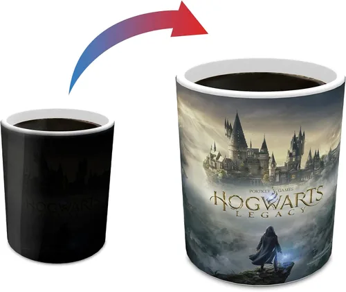 Vista 3 de Morphing Mugs Hogwarts Legacy Obra de arte oficial – Mundo mágico de Harry Potter – Una taza de cerámica que cambia de color de 11 oz – Imagen