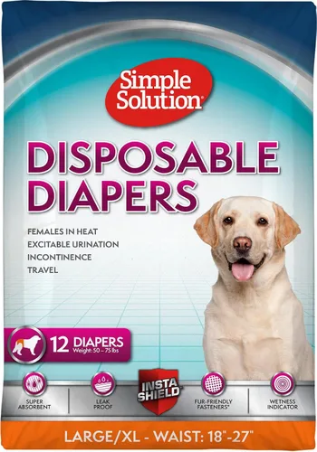Vista 17 de Simple Solution Pañales desechables para perras, pañal a prueba de fugas para perros, entrenamiento para ir al baño, entrenamiento XS