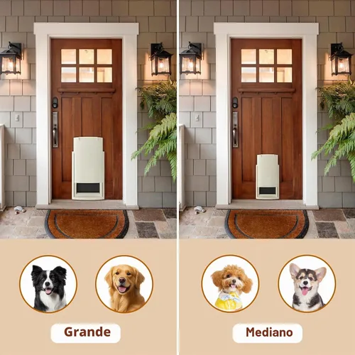 Vista 7 de mestyl Puerta para perro para pared, puerta de mascotas, puerta para perro con túnel ajustable, doble solapas magnéticas y paneles de bloqueo