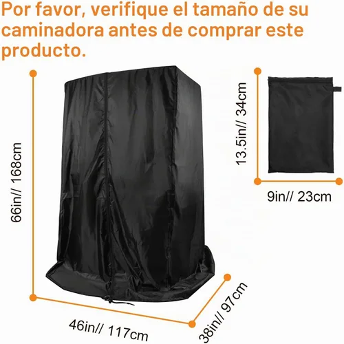 Vista 2 de Luxiv - Cubierta negra para cinta de correr de 46 pulgadas de largo x 38 pulgadas de ancho x 66 pulgadas de alto, cubierta impermeable a prueba