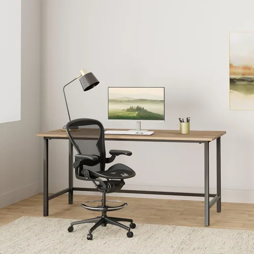 Vista 2 de Herman Miller Taburete de dibujo Aeron tamaño B con anillo de dibujo de mercado posterior, aluminio
