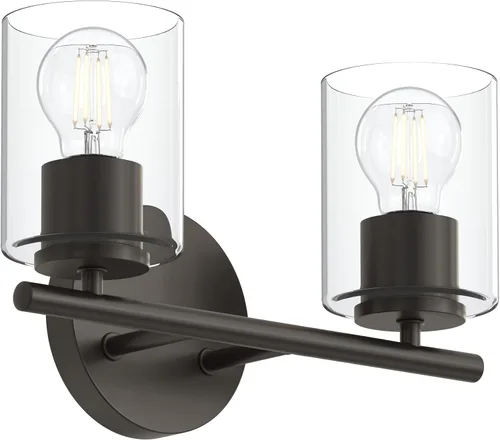 Vista 29 de Progress Lighting Lámpara moderna de tocador de baño de cristal blanco grabado con 4 luces, colección Replay, níquel cepillado (P2160-09)