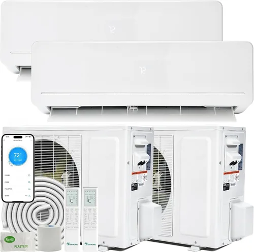 Vista 13 de YITAHOME 24000 BTU Mini Split AC/Heating System 20 SEER2 12000 BTU *2 Set