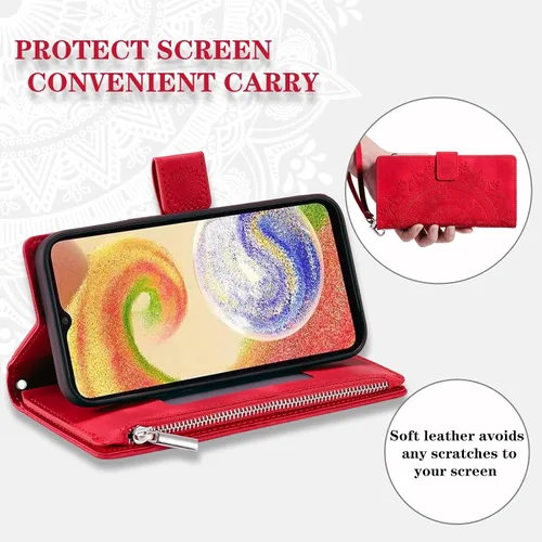 Vista 3 de Asuwish Funda de teléfono para Samsung Galaxy A04e con protector de pantalla de vidrio templado y correa para la muñeca, diseño de flores