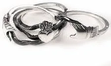 Vista 2 de Anillo de plata de ley celta Claddagh Puzzle (tamaños 6, 7, 8, 9, 10, 11, 12)