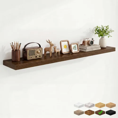 Vista 11 de Marsmiles 12in Depth Floating Shelves, 12x12x1.4, Rustic Brown, Set of 3 Marrón rústico