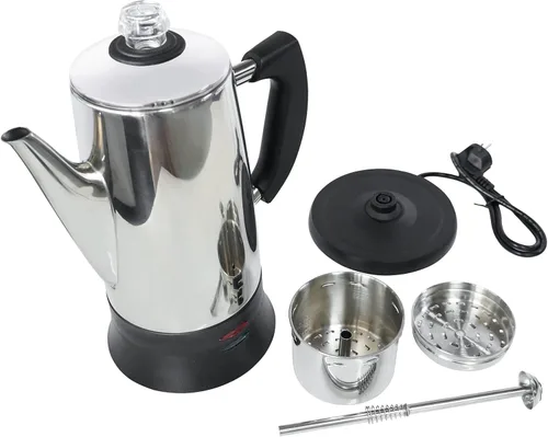 Vista 5 de SOTECH - Cafetera eléctrica de acero inoxidable con mango de tacto frío, perilla de vidrio transparente de progreso de preparación, función
