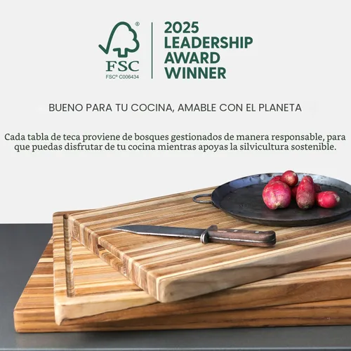 Vista 3 de Teakhaus Tabla de tallar en bloque de carnicero - Tabla de cortar mediana gruesa con ranura para jugos - Ideas de regalos navideños para hombres