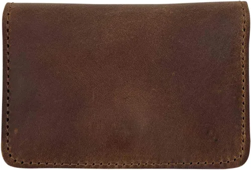 Vista 5 de Hide & Drink, Billetera plegable hecha a mano de cuero de grano completo, color marrón bourbon