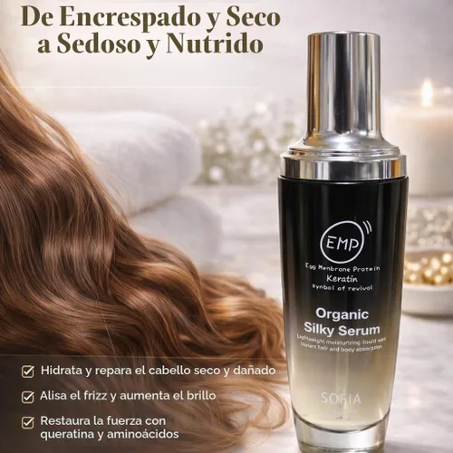 Vista 2 de SOFIA EMP - Suero sedoso orgánico, para cabello encrespado, seco, inmanejable, tamaño 50ML